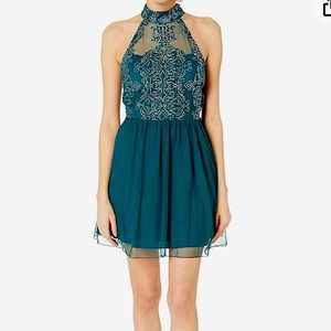 Speechless womens green size 3 Mock Neck Party Dress